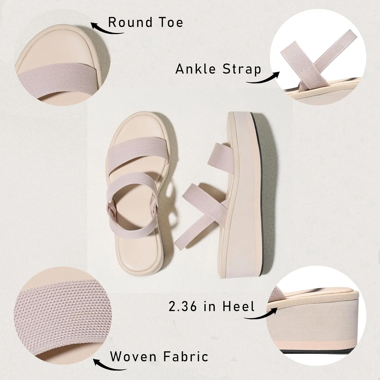 MeiLuSi Women's Platform Wedges Sandals Walking Platform Sandals Open Toe Wedges 2025 Spring Summer Casual Shoes Slip On