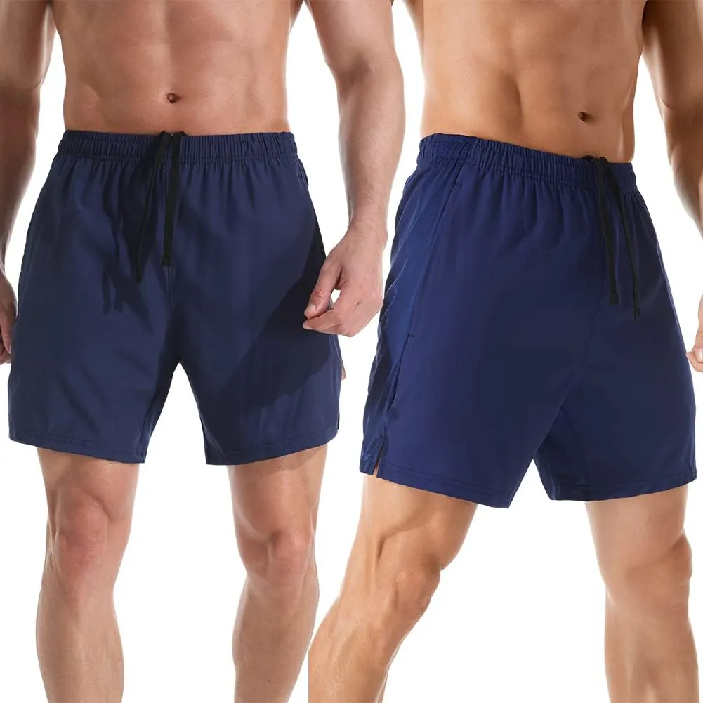 Men's 7" Athletic Running Shorts Lightweight Quick Dry Gym Workout Shorts with Zipper Pockets