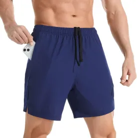 Men's 7" Athletic Running Shorts Lightweight Quick Dry Gym Workout Shorts with Zipper Pockets
