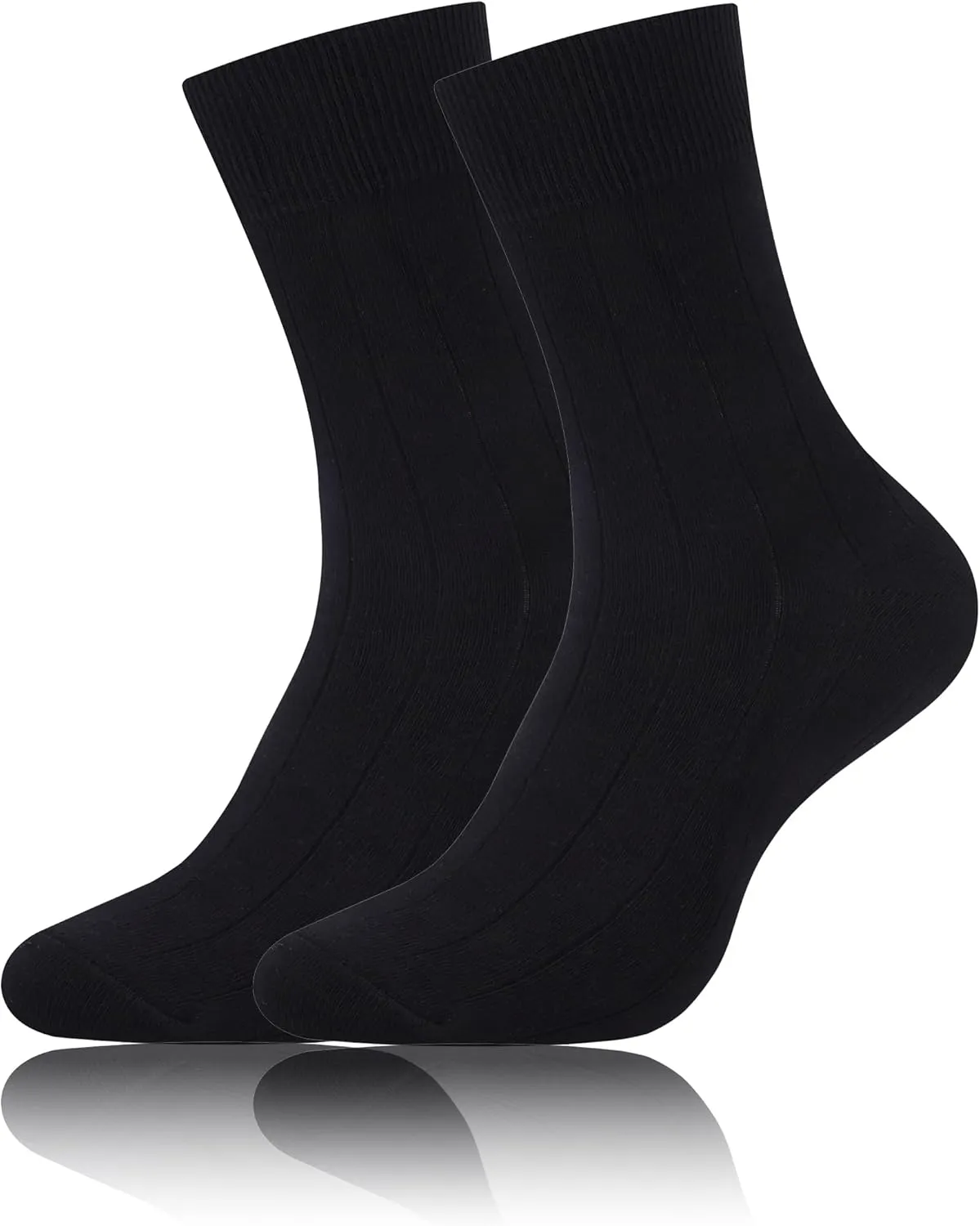 Mens Dress Socks Soild Ribbed Crew Socks Combed Cotton Anti Odor Size 8-13