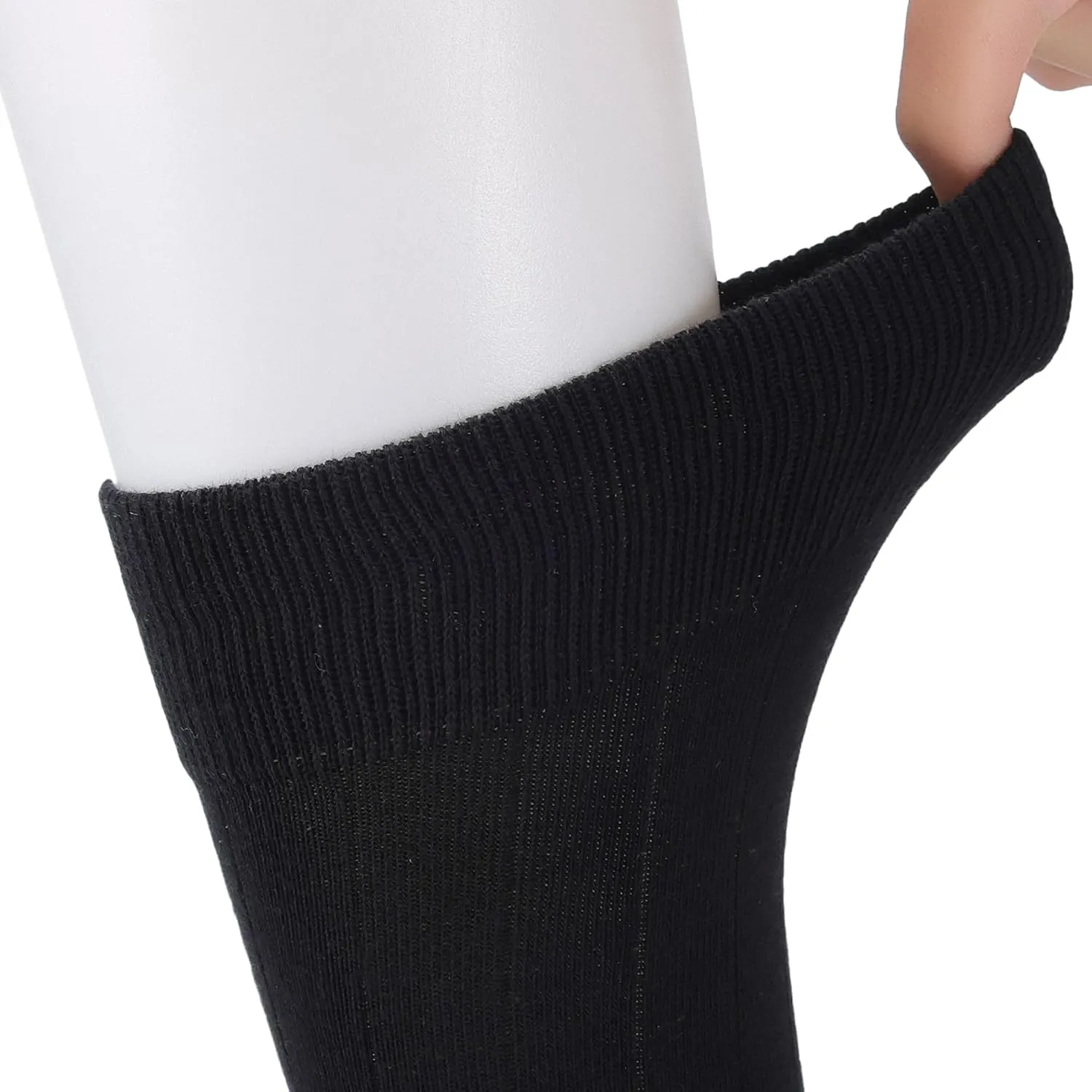 Mens Dress Socks Soild Ribbed Crew Socks Combed Cotton Anti Odor Size 8-13