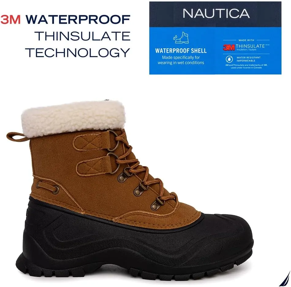 Nautica Mens Duck Boots Waterproof Shell Insulated Snow & Rain Boot -Lace-Up Winter Shoe- Channing (Wide/Medium Width)