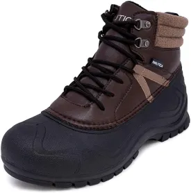 Nautica Mens Duck Boots Waterproof Shell Insulated Snow & Rain Boot -Lace-Up Winter Shoe- Channing (Wide/Medium Width)