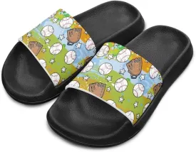 Novelty Patten Kids Cloud Slides Sandals Sports Ball Indoor House Slippers Tractor Print Shower Shoes for Boys Girls Comfort Footbed Slipper Open Toe Outdoor Sandal