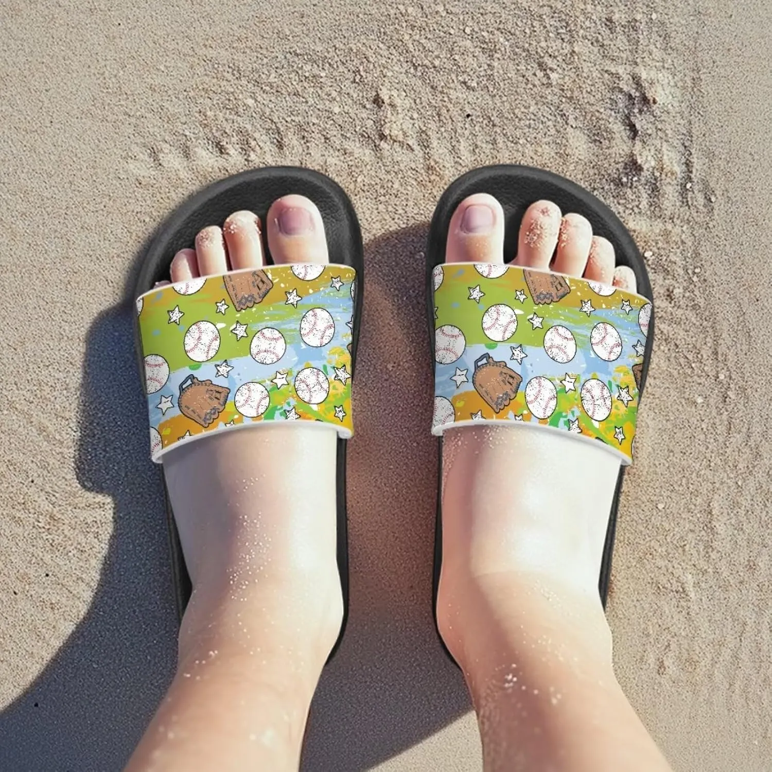 Novelty Patten Kids Cloud Slides Sandals Sports Ball Indoor House Slippers Tractor Print Shower Shoes for Boys Girls Comfort Footbed Slipper Open Toe Outdoor Sandal