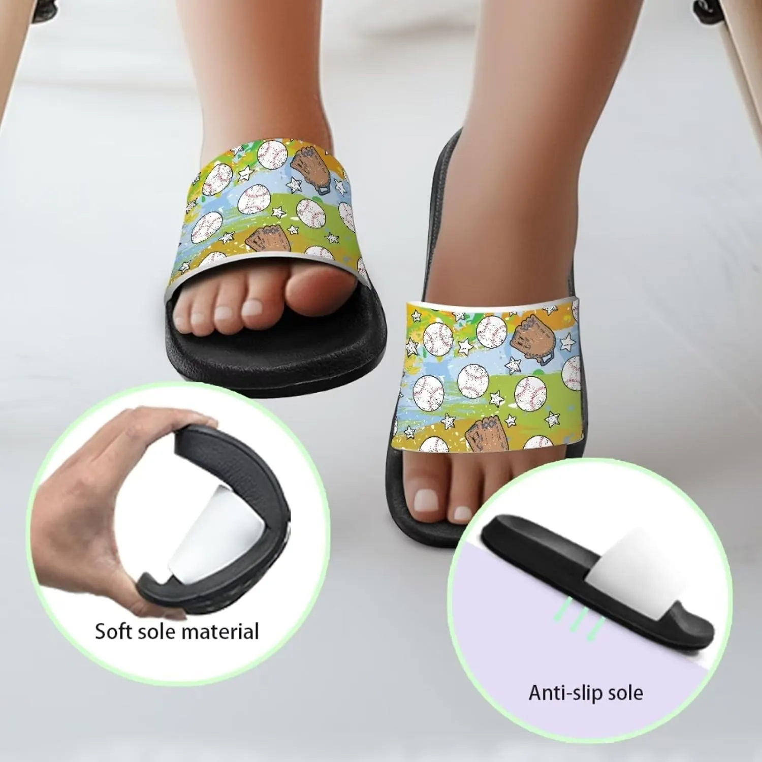 Novelty Patten Kids Cloud Slides Sandals Sports Ball Indoor House Slippers Tractor Print Shower Shoes for Boys Girls Comfort Footbed Slipper Open Toe Outdoor Sandal