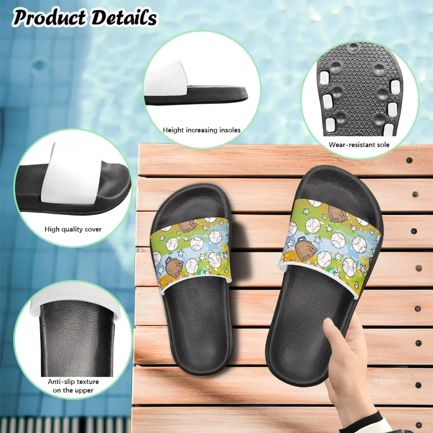 Novelty Patten Kids Cloud Slides Sandals Sports Ball Indoor House Slippers Tractor Print Shower Shoes for Boys Girls Comfort Footbed Slipper Open Toe Outdoor Sandal