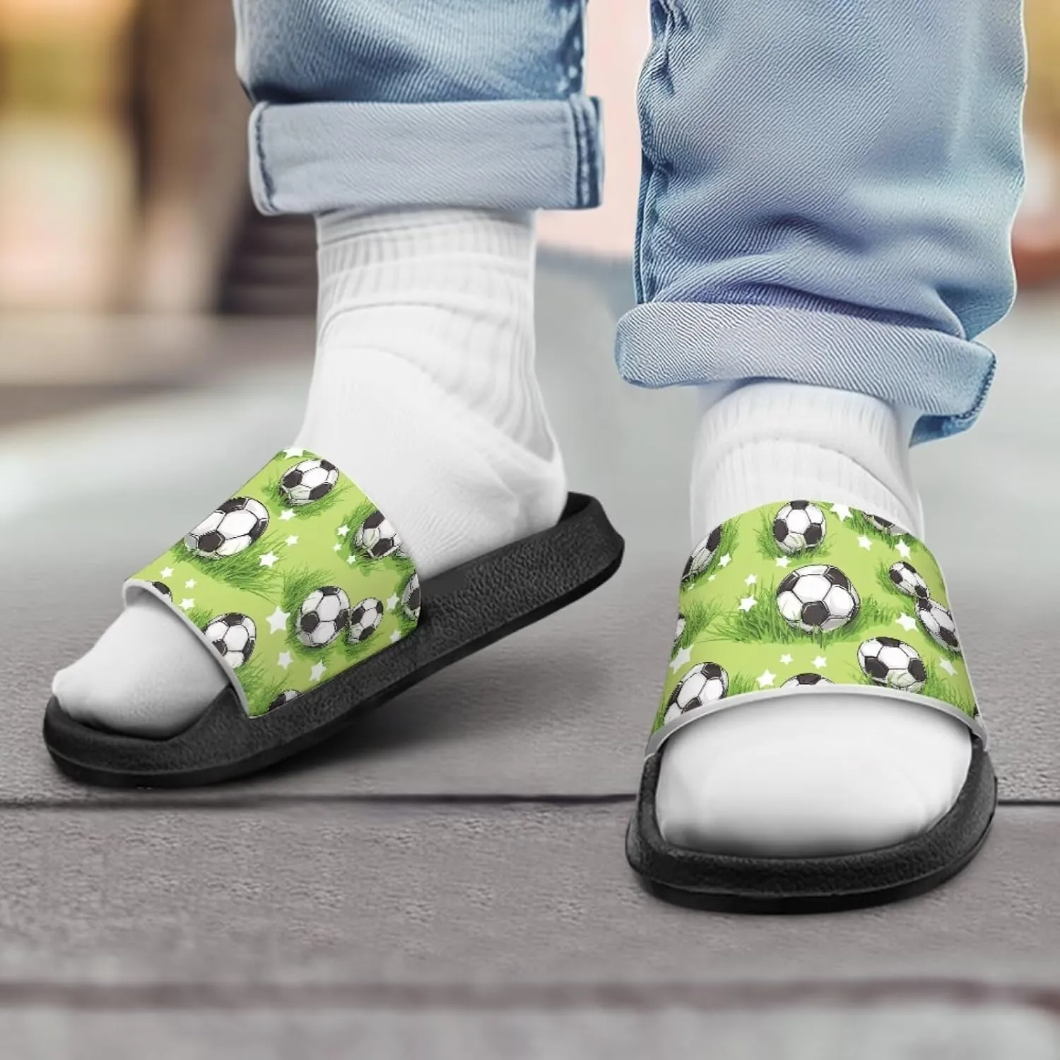 Novelty Patten Kids Cloud Slides Sandals Sports Ball Indoor House Slippers Tractor Print Shower Shoes for Boys Girls Comfort Footbed Slipper Open Toe Outdoor Sandal