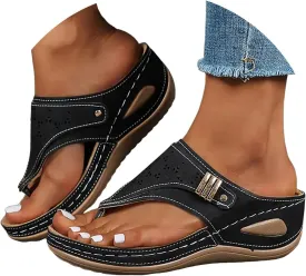 Orthopedic Sandals for Women 2025,Summer Slip On Beach Sandals Dressy Arch Support Wedge Sandal Vintage Wide Width Flip Flops Casual Boho Slipper