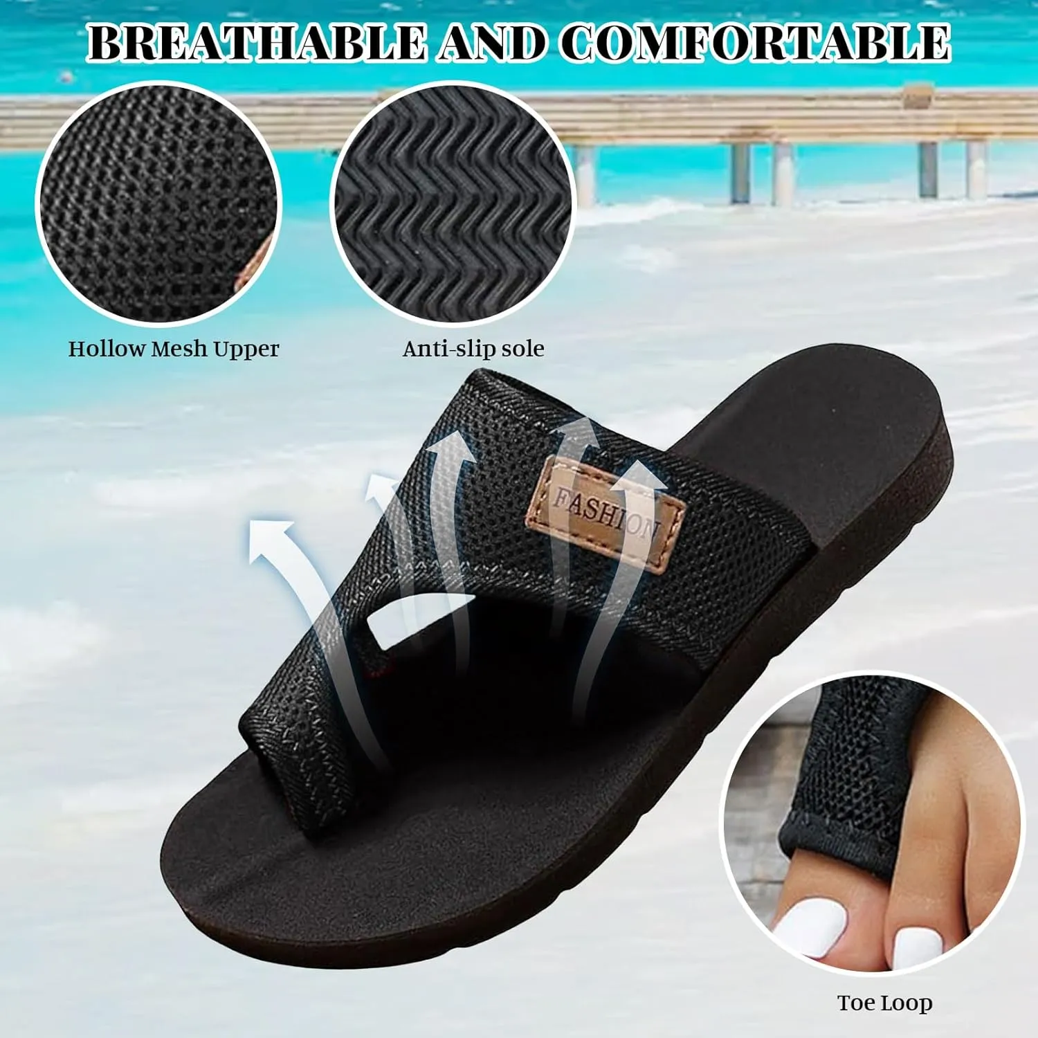 Orthopedic Sandals for Women Arch Support Walking Mesh Flip Flops Comfortable Breathable Flipflops Beach Summer Slippers Slip on Shoes Indoor Outdoor Orthowalk 2025 with Vacation Wide Slides