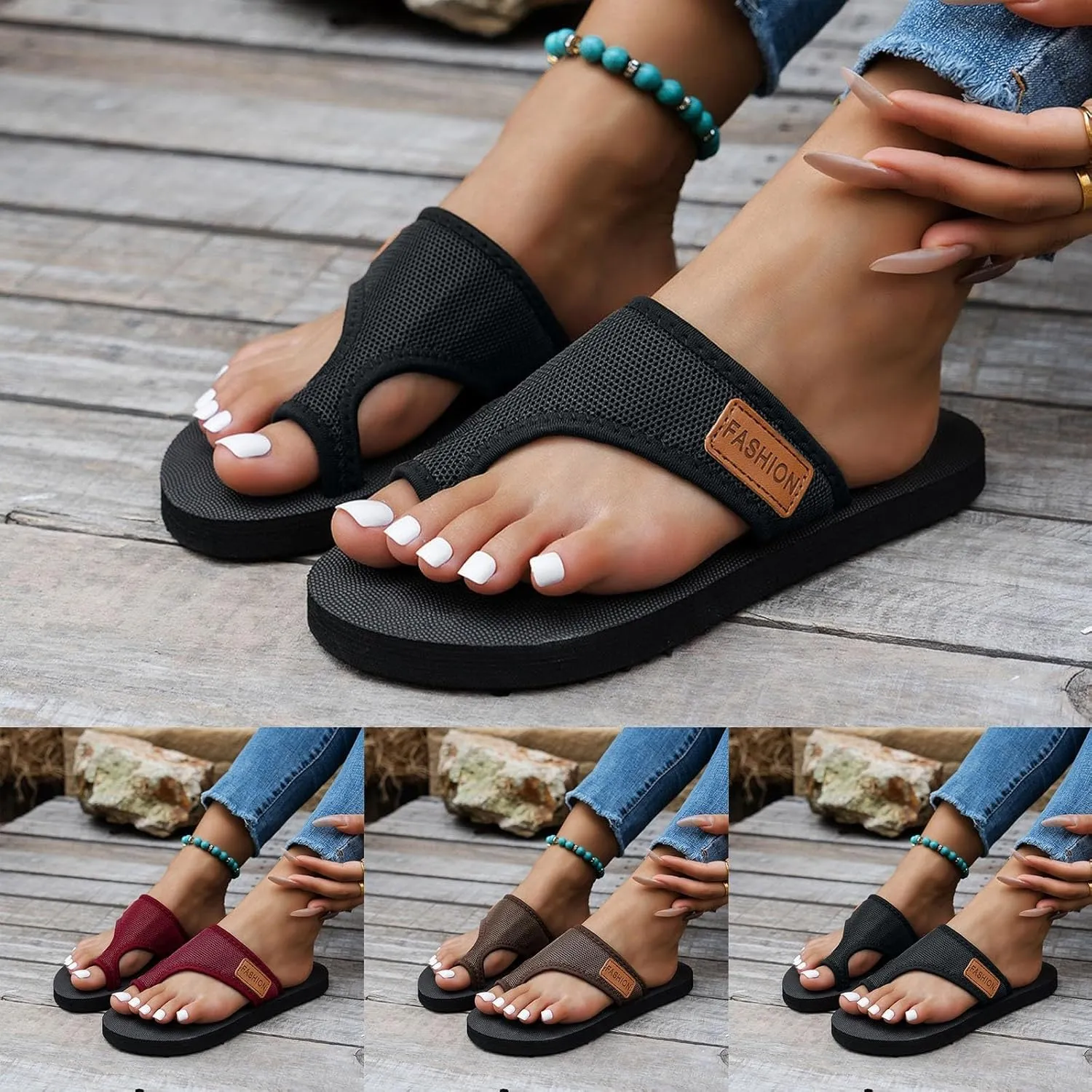 Orthopedic Sandals for Women Arch Support Walking Mesh Flip Flops Comfortable Breathable Flipflops Beach Summer Slippers Slip on Shoes Indoor Outdoor Orthowalk 2025 with Vacation Wide Slides