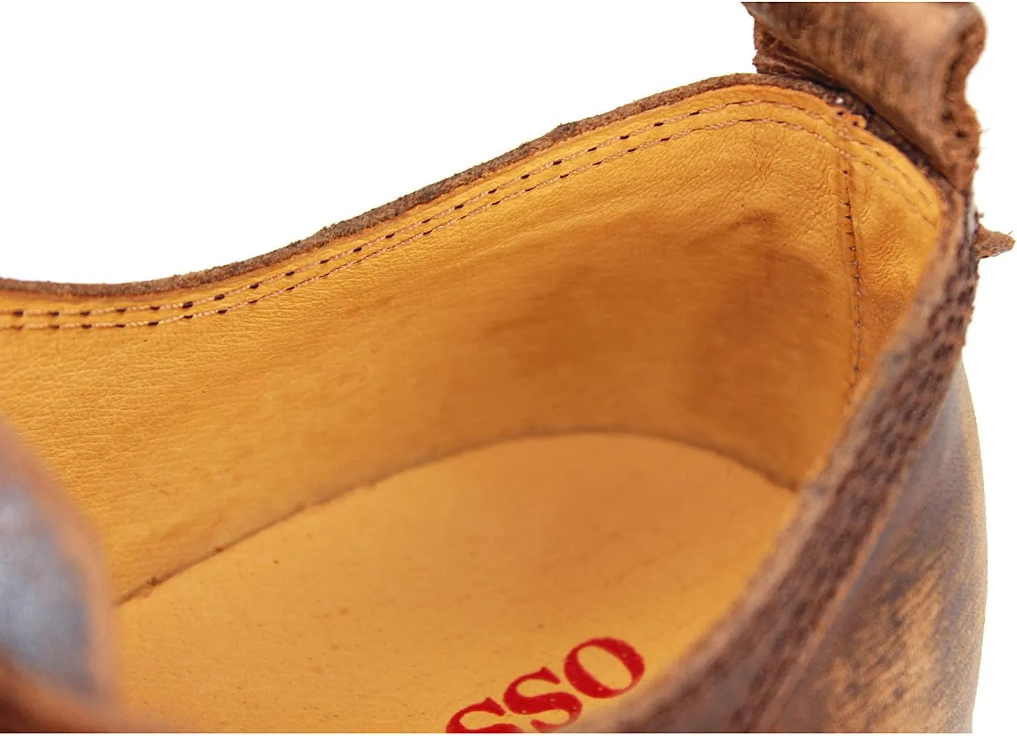OSSTONE Moto Boots for Men Fashion lace-up Leather Chukka Boots Casual Shoes OS-6015-1-RED-BROWN-R