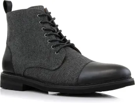 Polar Fox Brooke MPX806061 Grey Woolen and Leather Lace-up Fashion Chukka Boots with Zipper Closure