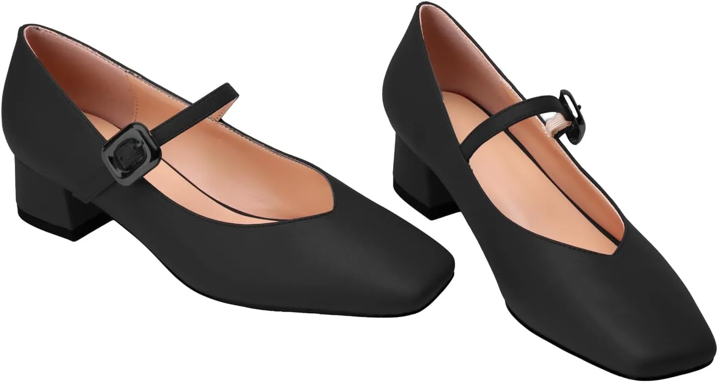 Pumps for Women with Chunky Heels and Closed Toe Elegant Mary Jane Shoes Comfortable Low Wedge for Work Trendy Business Pumps for Office/Prom