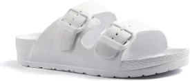 Qtdstz Women's Comfort Slides Double Buckle Adjustable EVA Flat Sandals