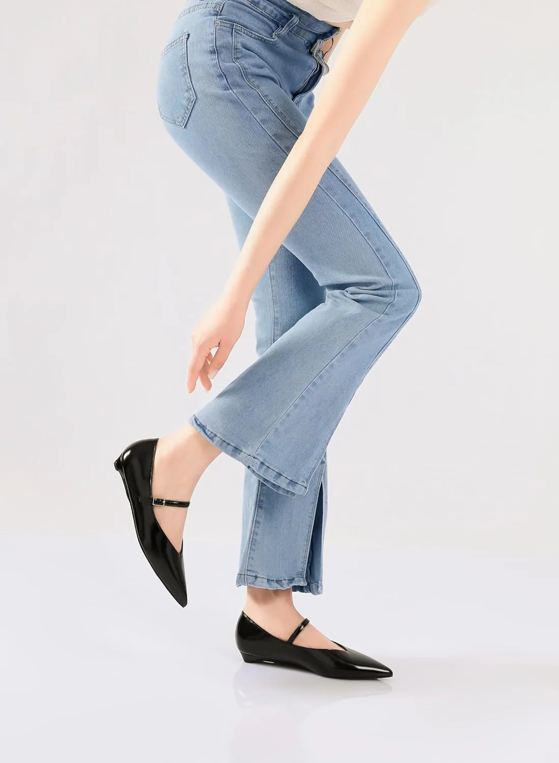 Reitoye Flats for Womens Closed Pointed Toe Ballet Flat Comfortable Dressy Work Slip On Casual Shoes Womens Flats