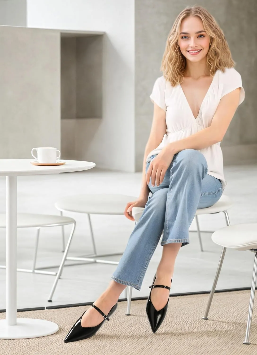Reitoye Flats for Womens Closed Pointed Toe Ballet Flat Comfortable Dressy Work Slip On Casual Shoes Womens Flats