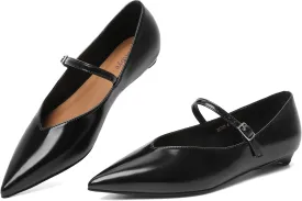 Reitoye Flats for Womens Closed Pointed Toe Ballet Flat Comfortable Dressy Work Slip On Casual Shoes Womens Flats