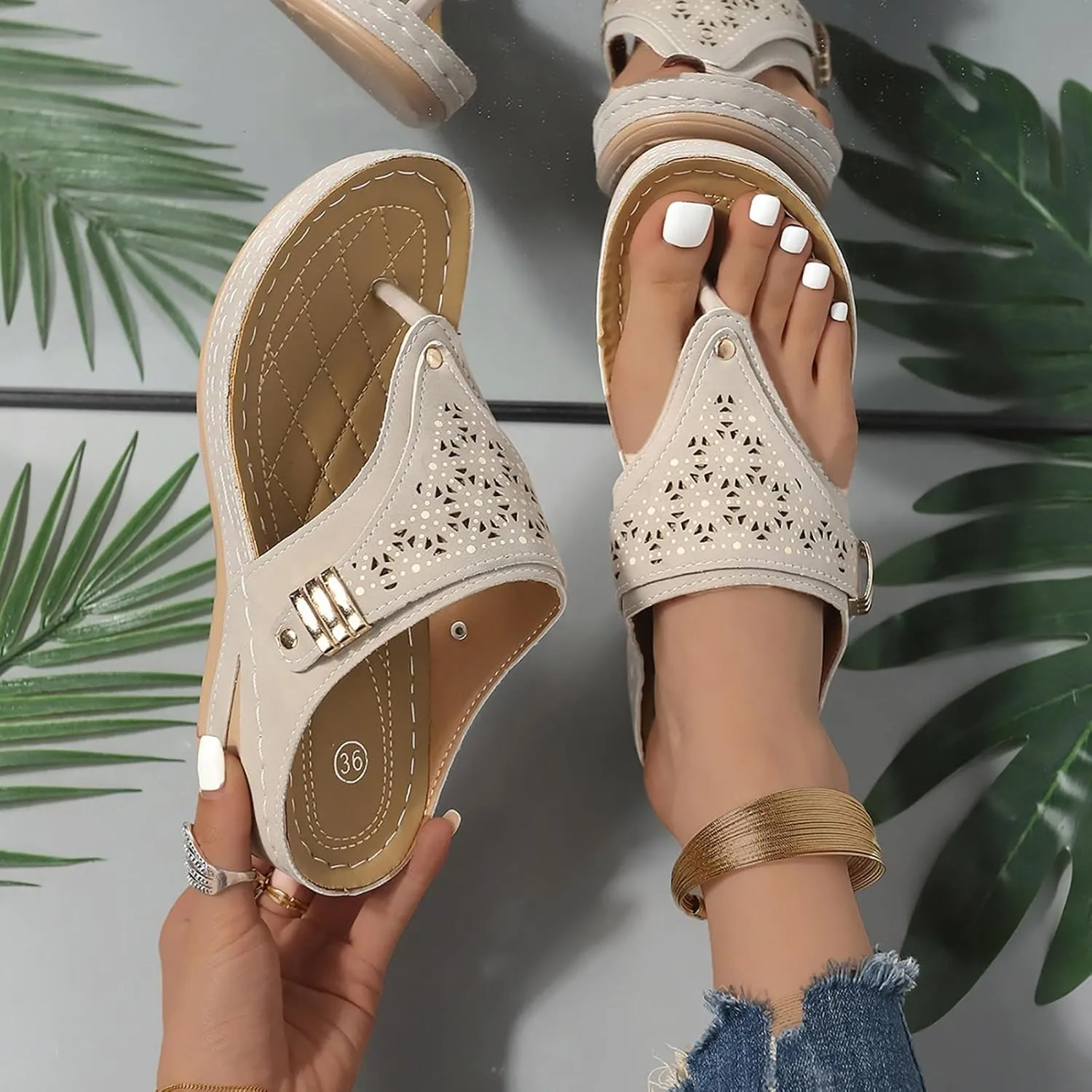 Sandals for Women 2025 Wedge Comfortable Orthopedic Sandal Womens Dressy Summer Flip Flops Casual Walking Wedges