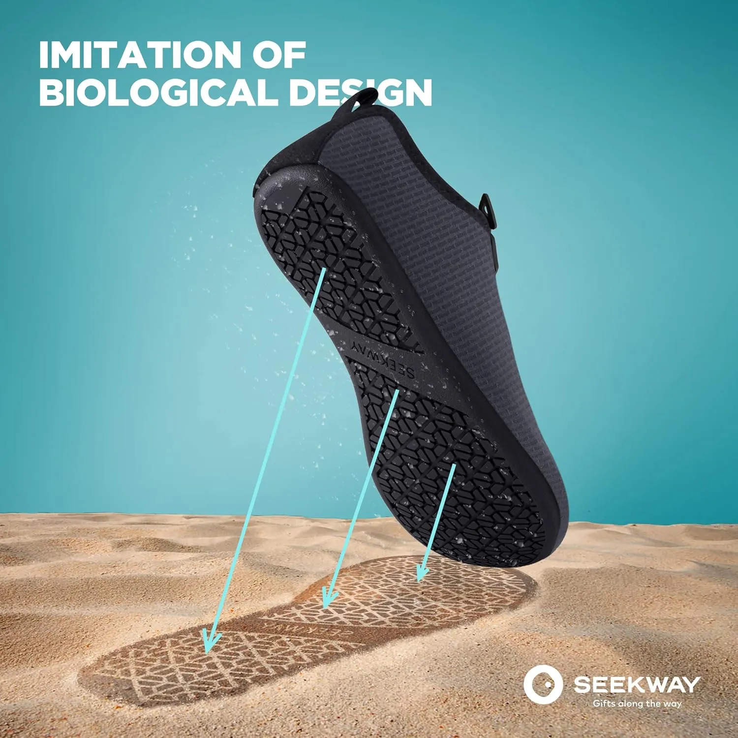 SEEKWAY Water Shoes Quick-Dry Aqua Socks Barefoot Slip-on for Beach Pool Swim River Yoga Lake Surf Women Men Black SK001