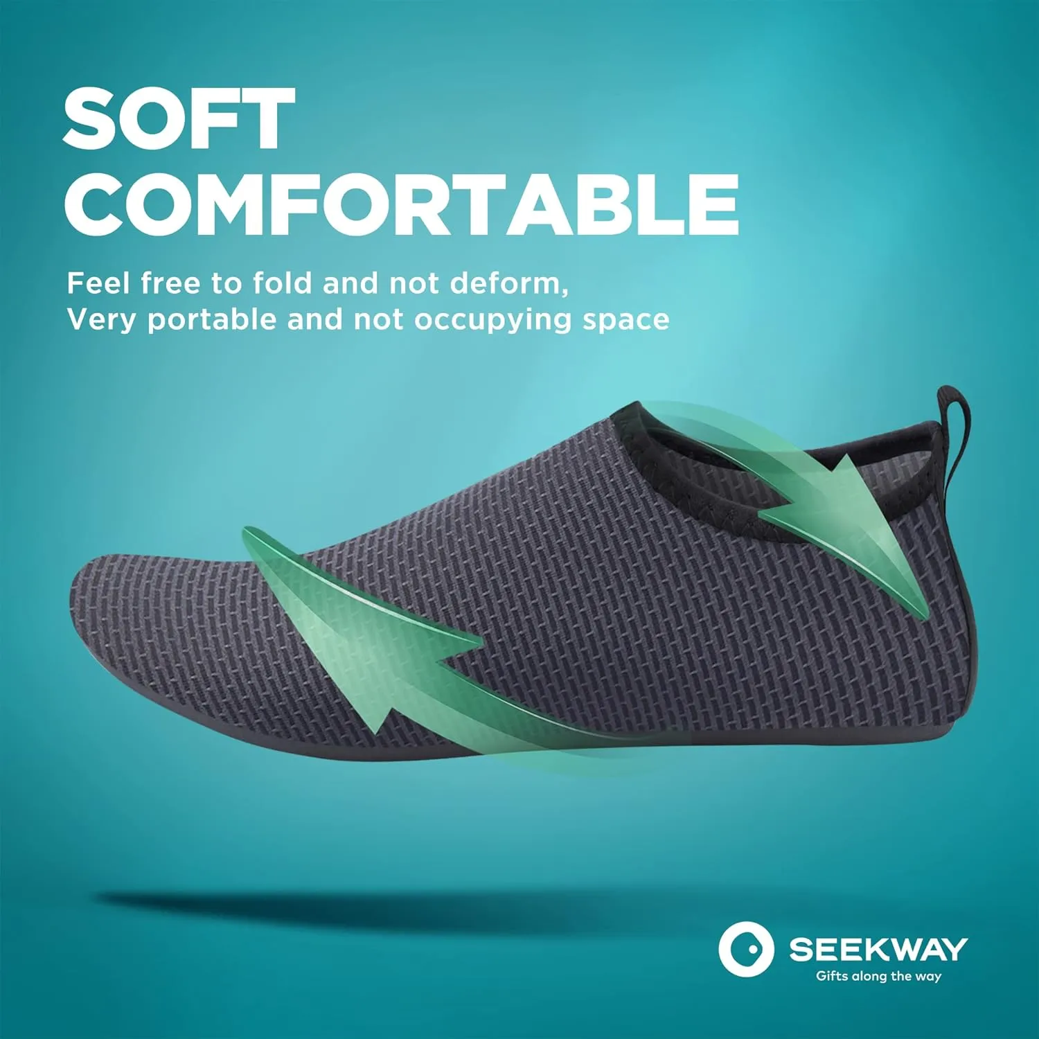 SEEKWAY Water Shoes Quick-Dry Aqua Socks Barefoot Slip-on for Beach Pool Swim River Yoga Lake Surf Women Men Black SK001