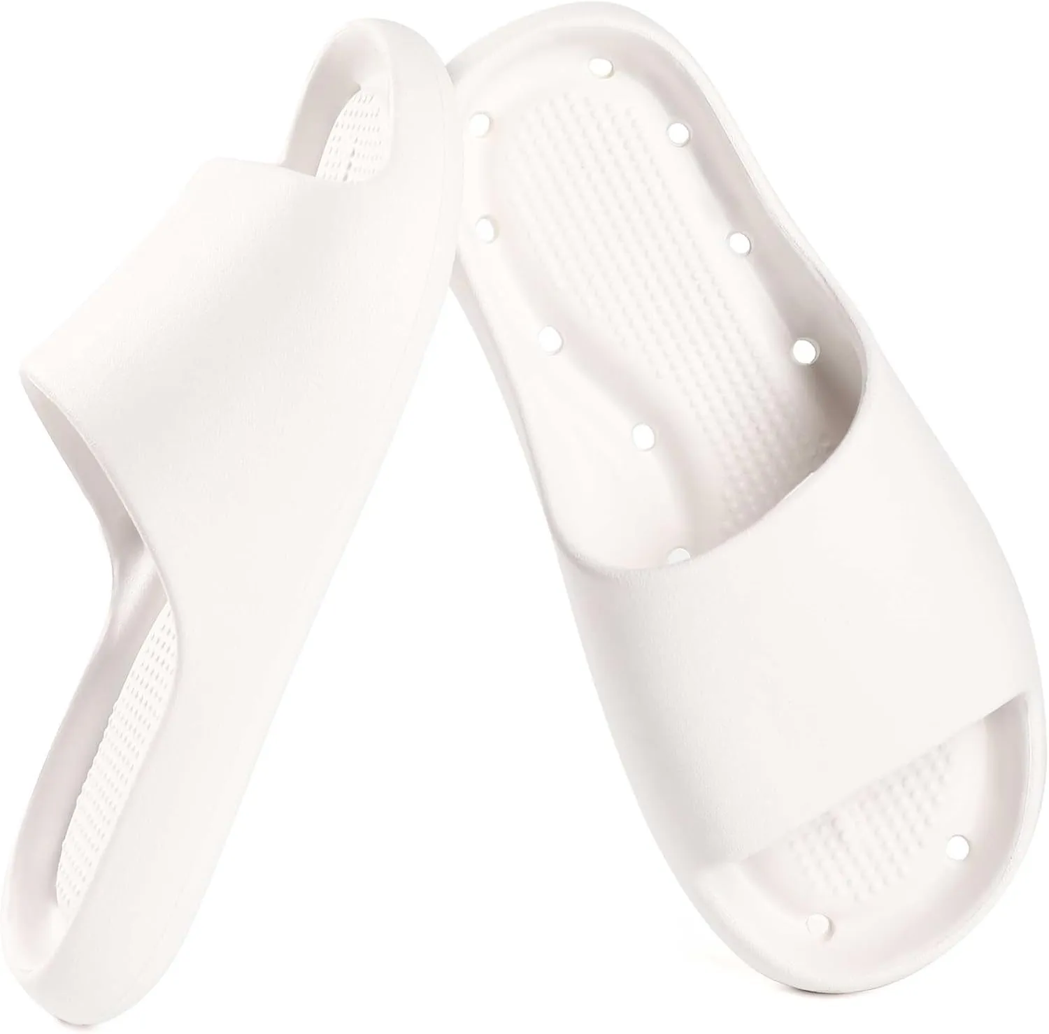 Shower Shoes for Women and Men Massage Slide Sandals Soft Cushioned Anti-Slip Pool Slides Comfort Arch Support Quick Drying Shower Shoes with Drain Holes Bathroom Slides Slippers