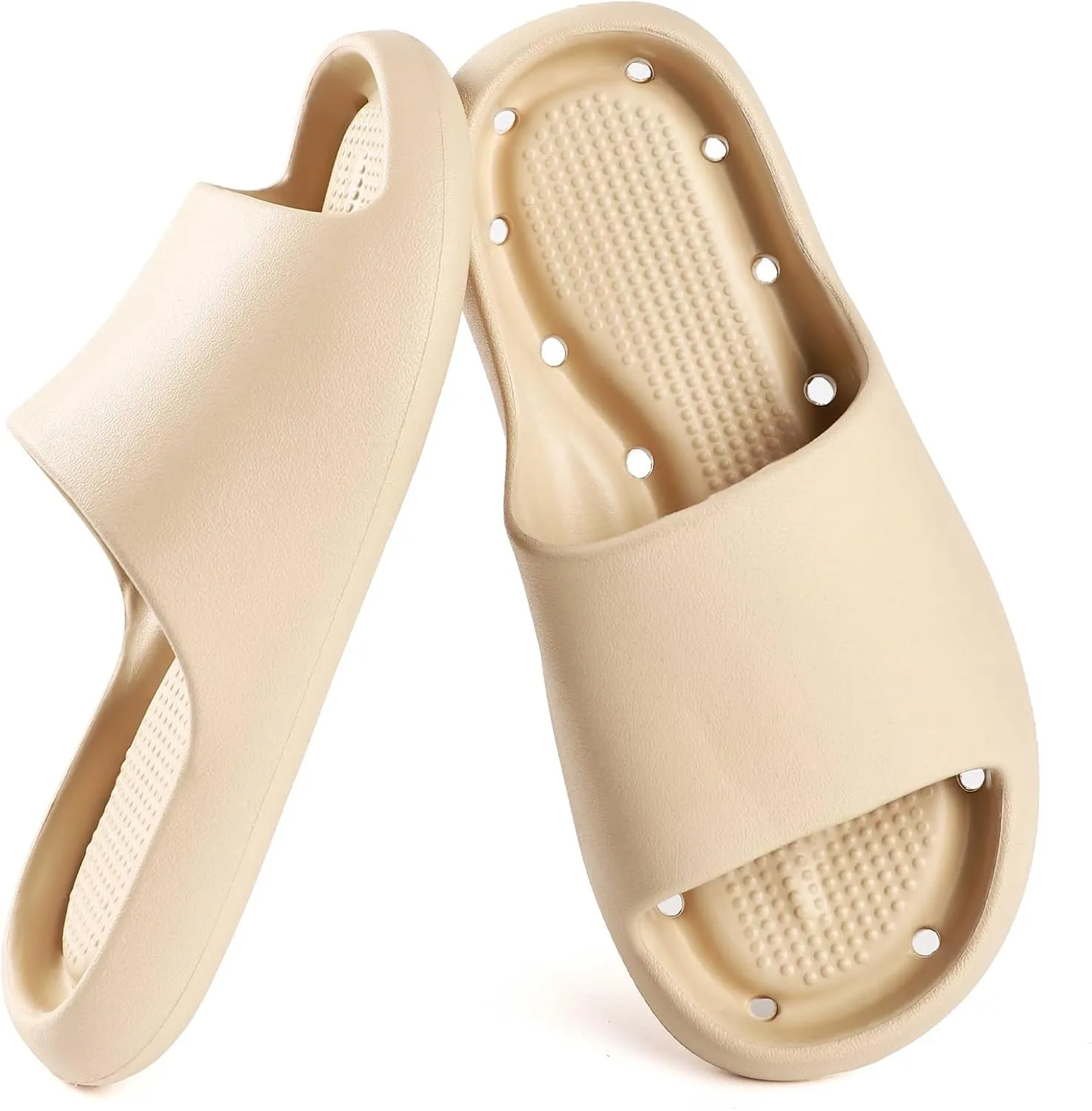 Shower Shoes for Women and Men Massage Slide Sandals Soft Cushioned Anti-Slip Pool Slides Comfort Arch Support Quick Drying Shower Shoes with Drain Holes Bathroom Slides Slippers