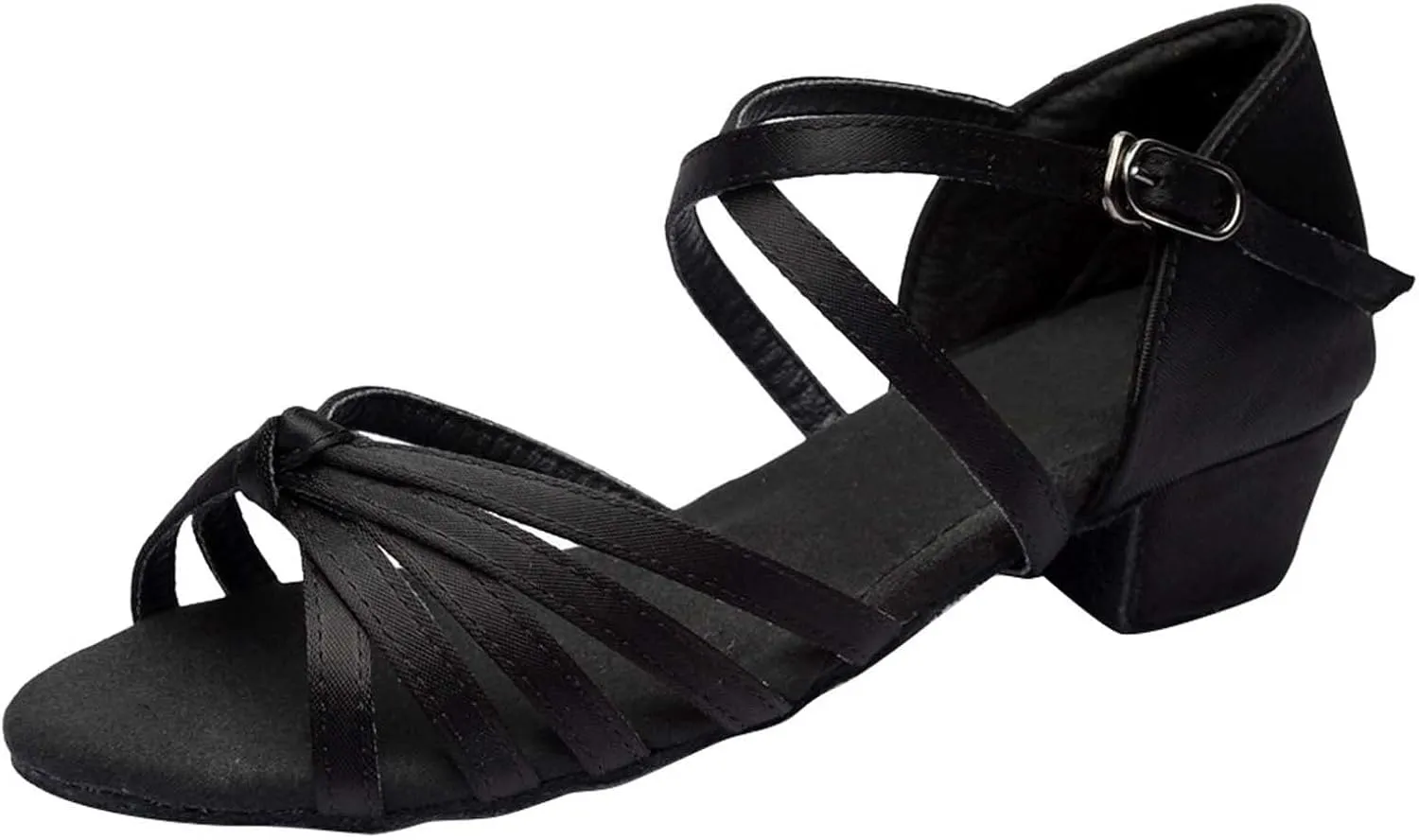 Summer Women Low Heel Sandals Satin Latin Dance Shoes Fashion Cross Straps Open Toe Ballroom Performance Dancing Wedding Shoes