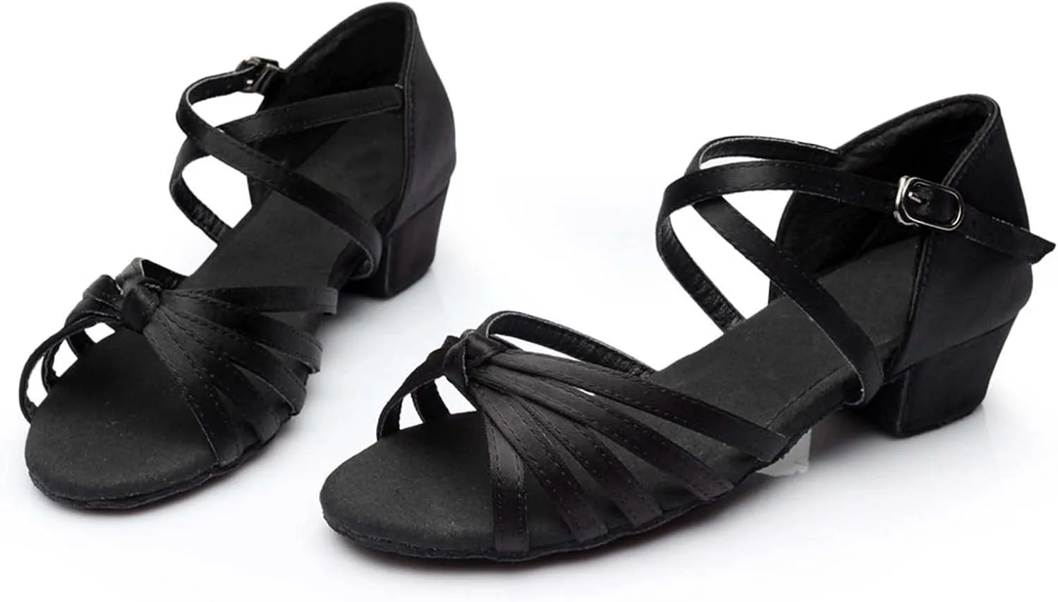 Summer Women Low Heel Sandals Satin Latin Dance Shoes Fashion Cross Straps Open Toe Ballroom Performance Dancing Wedding Shoes