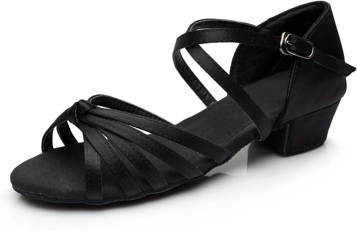 Summer Women Low Heel Sandals Satin Latin Dance Shoes Fashion Cross Straps Open Toe Ballroom Performance Dancing Wedding Shoes