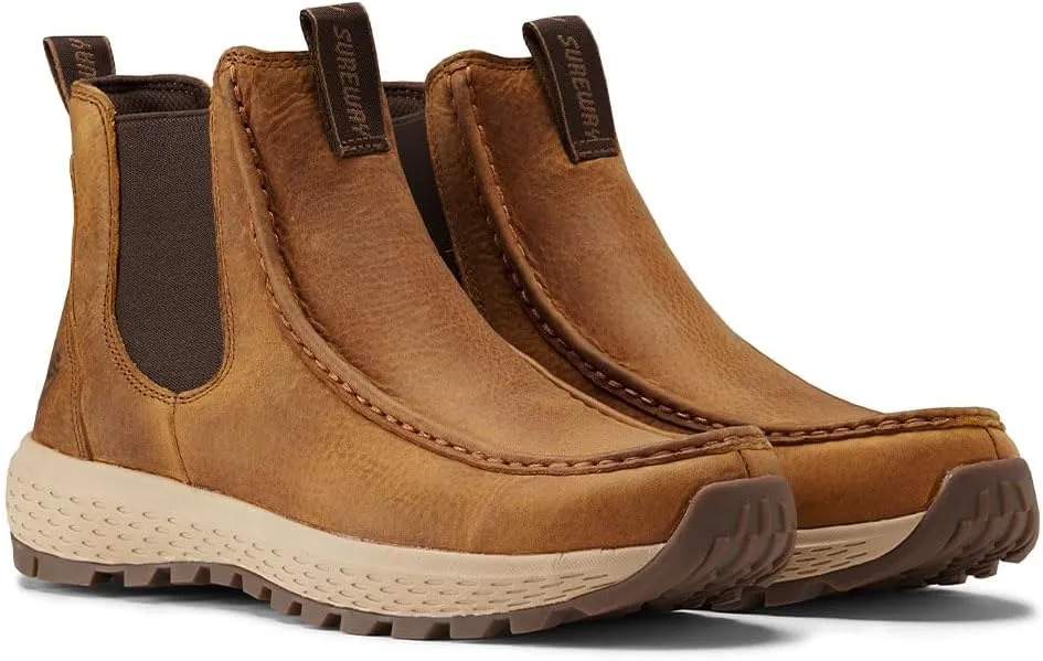 SUREWAY Men's Chelsea Boots - Lightweight Slip-On Work Boots with Moc Toe Design,Casual Leather Boots Slip-Resistant Rubber Outsole,Chukka boots for All-Weather Comfort (Office,Casual,Dress)