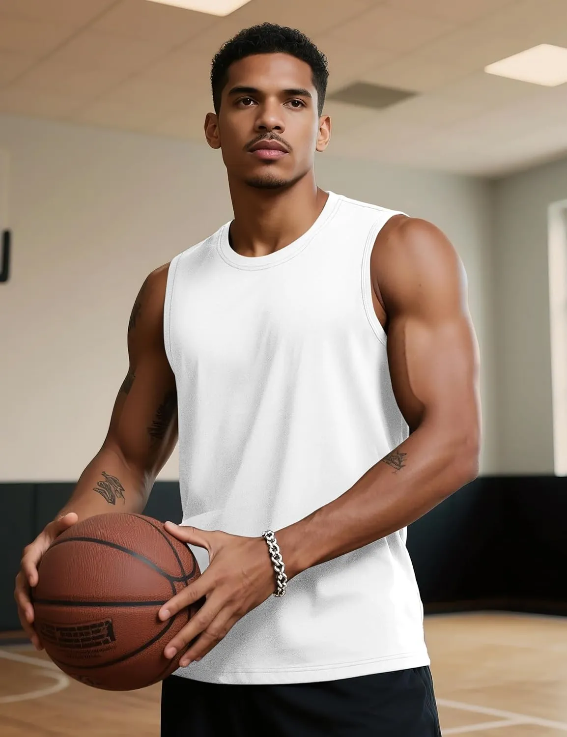 TACVASEN Tank Top for Men Moisture Wicking Cotton Sleeveless Shirts Muscle Gym Workout Causal Summer Tank Tops