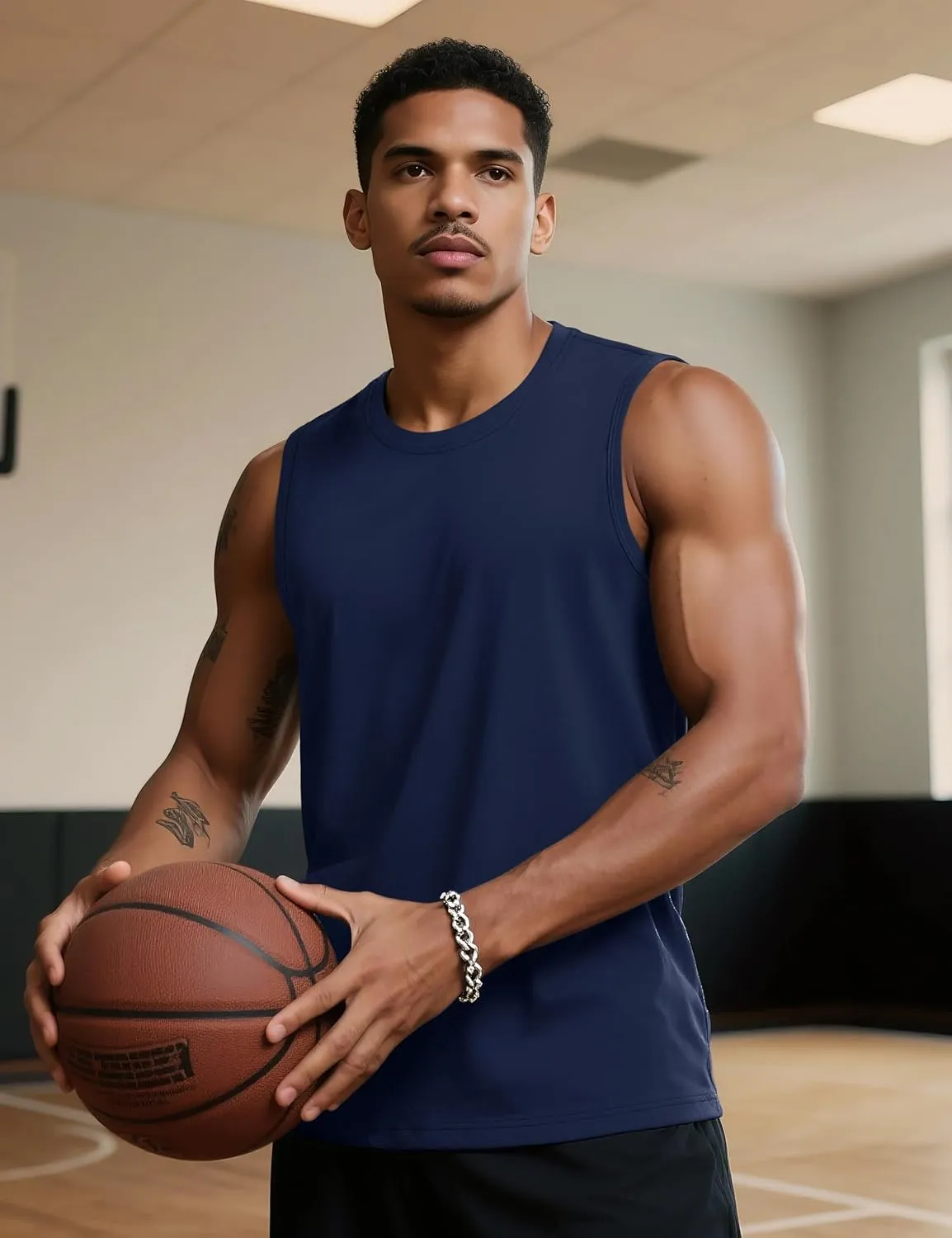 TACVASEN Tank Top for Men Moisture Wicking Cotton Sleeveless Shirts Muscle Gym Workout Causal Summer Tank Tops
