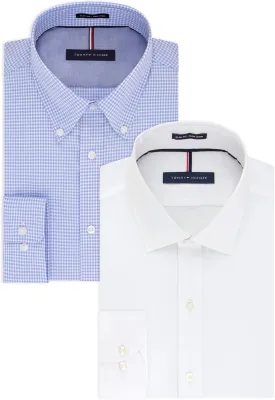 Tommy Hilfiger Men's Slim Fit Non Iron Solid Dress Shirt - Amazon Exclusive