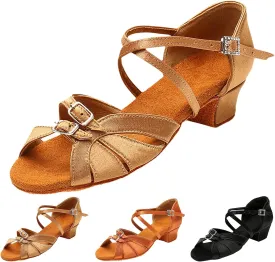 VESNIBA Women's Outdoor Rubber Sole 3.5cm Low Heel Soft Bottom Latin Dance Shoes Style Sandals Women