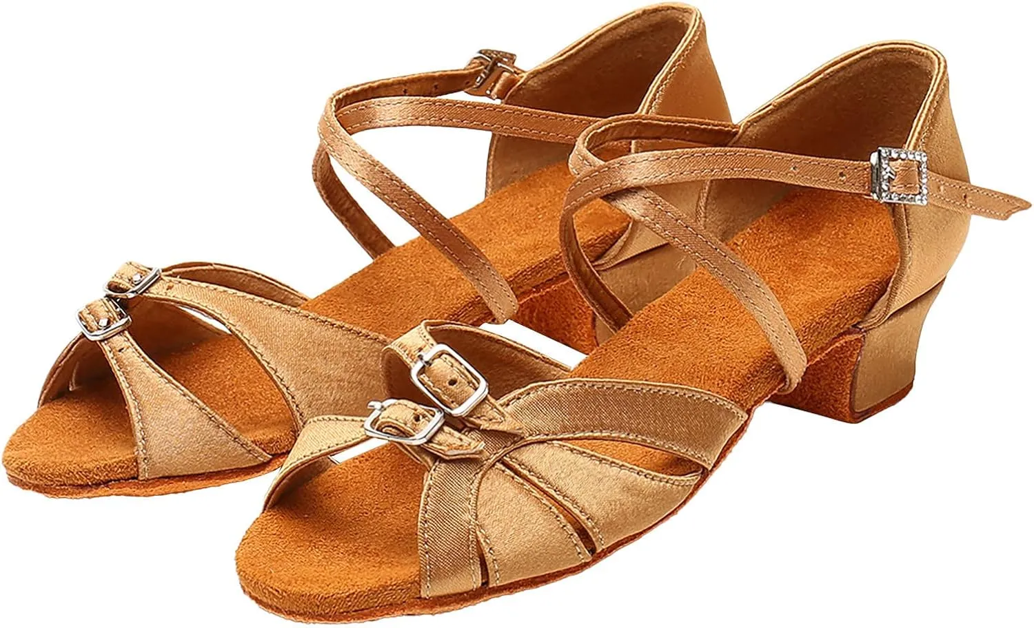 VESNIBA Women's Outdoor Rubber Sole 3.5cm Low Heel Soft Bottom Latin Dance Shoes Style Sandals Women