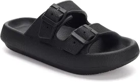 WHITIN Slides for Women Men Double Buckle Adjustable Thick Sole Pillow Slippers Bathroom Sandals