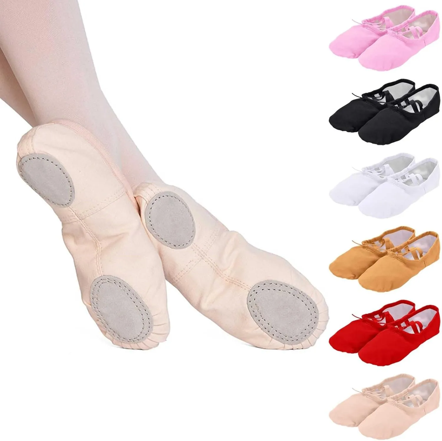 Women Girls Ballet Shoes Ballet Slipper Dance Shoes Stretch Canvas for Teen Adults Split Sole Flats Ballerina Shoes