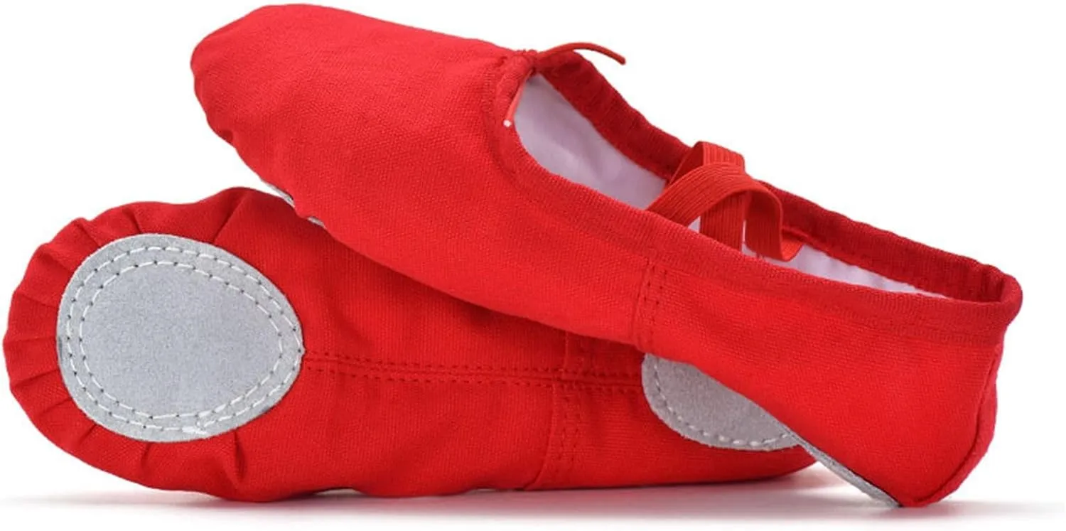 Women Girls Ballet Shoes Ballet Slipper Dance Shoes Stretch Canvas for Teen Adults Split Sole Flats Ballerina Shoes