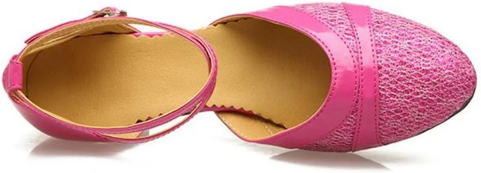 Women's Ballroom Tango Latin Dancing Shoes Sequins Shoes Social Dance Shoe Chunky Low Heel