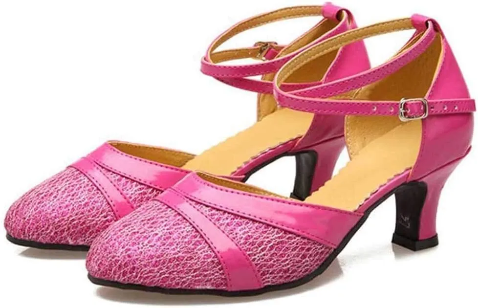 Women's Ballroom Tango Latin Dancing Shoes Sequins Shoes Social Dance Shoe Chunky Low Heel