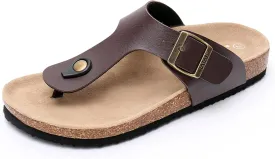 Women's Comfort Slides for Women Cow Suede Cork Footbed Sandals with Adjustable Strap Buckle Open Toe Beach Sandals