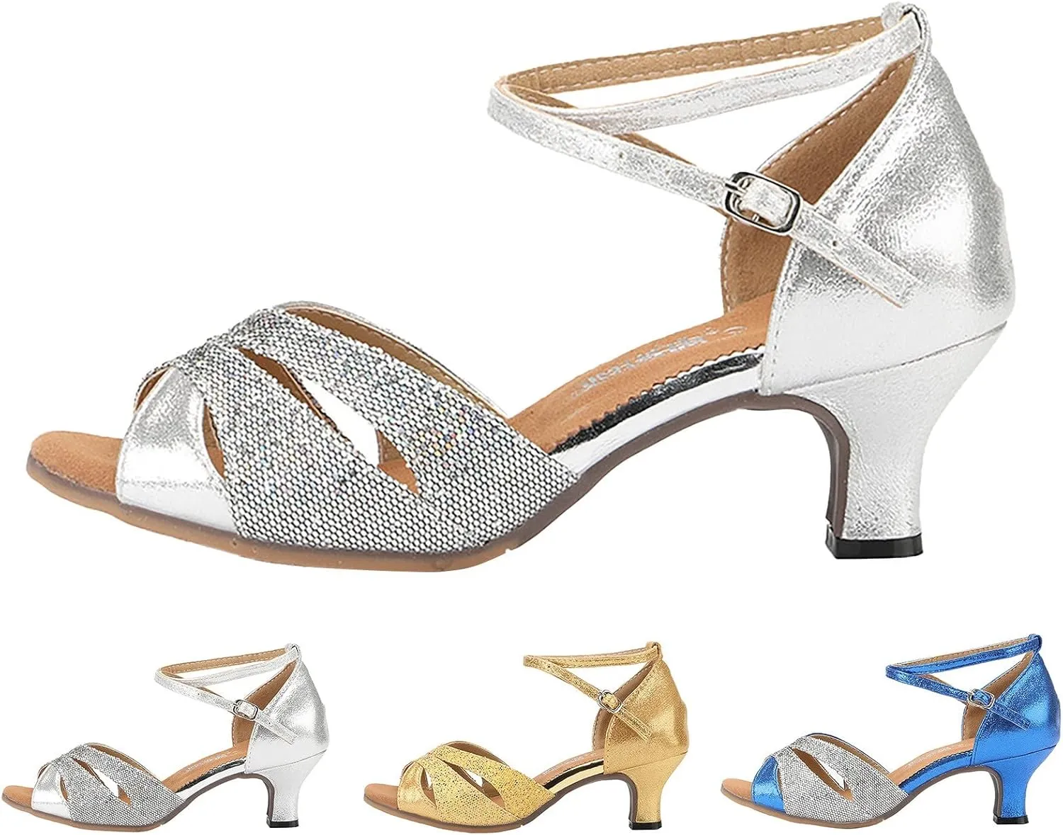 Women's Latin Dance Shoes Ballroom Practice Dance Heels Dressy Wedding Bride Sandals Prom Graduation Business Heels