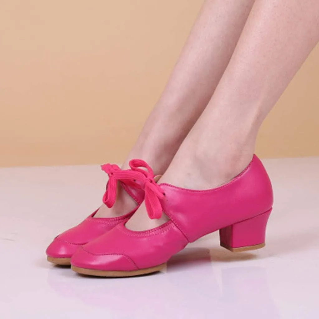 Women's Leather Tap Shoe Latin Dancing Shoes Flapper Shoes for Women 1920S Mid Heel Character Ballroom Dance Shoe