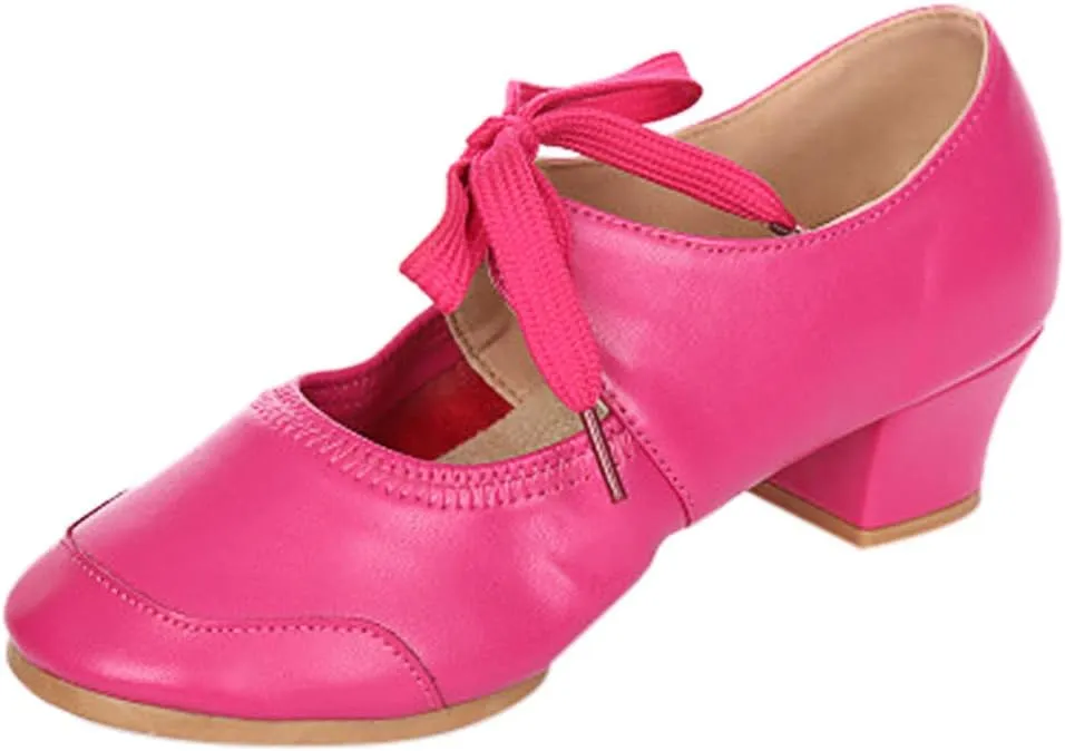 Women's Leather Tap Shoe Latin Dancing Shoes Flapper Shoes for Women 1920S Mid Heel Character Ballroom Dance Shoe