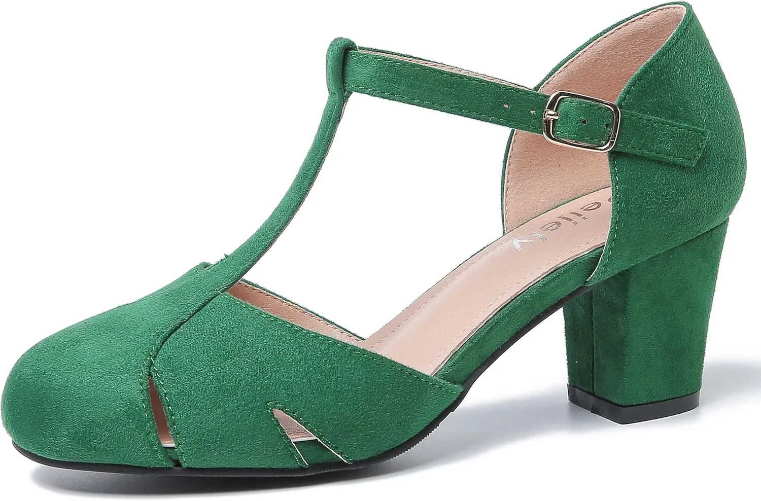 Womens T Strap Mary Jane Shoes Chunky Block Heel Cut Out Ankle Strap Buckle Dress Dance Pumps