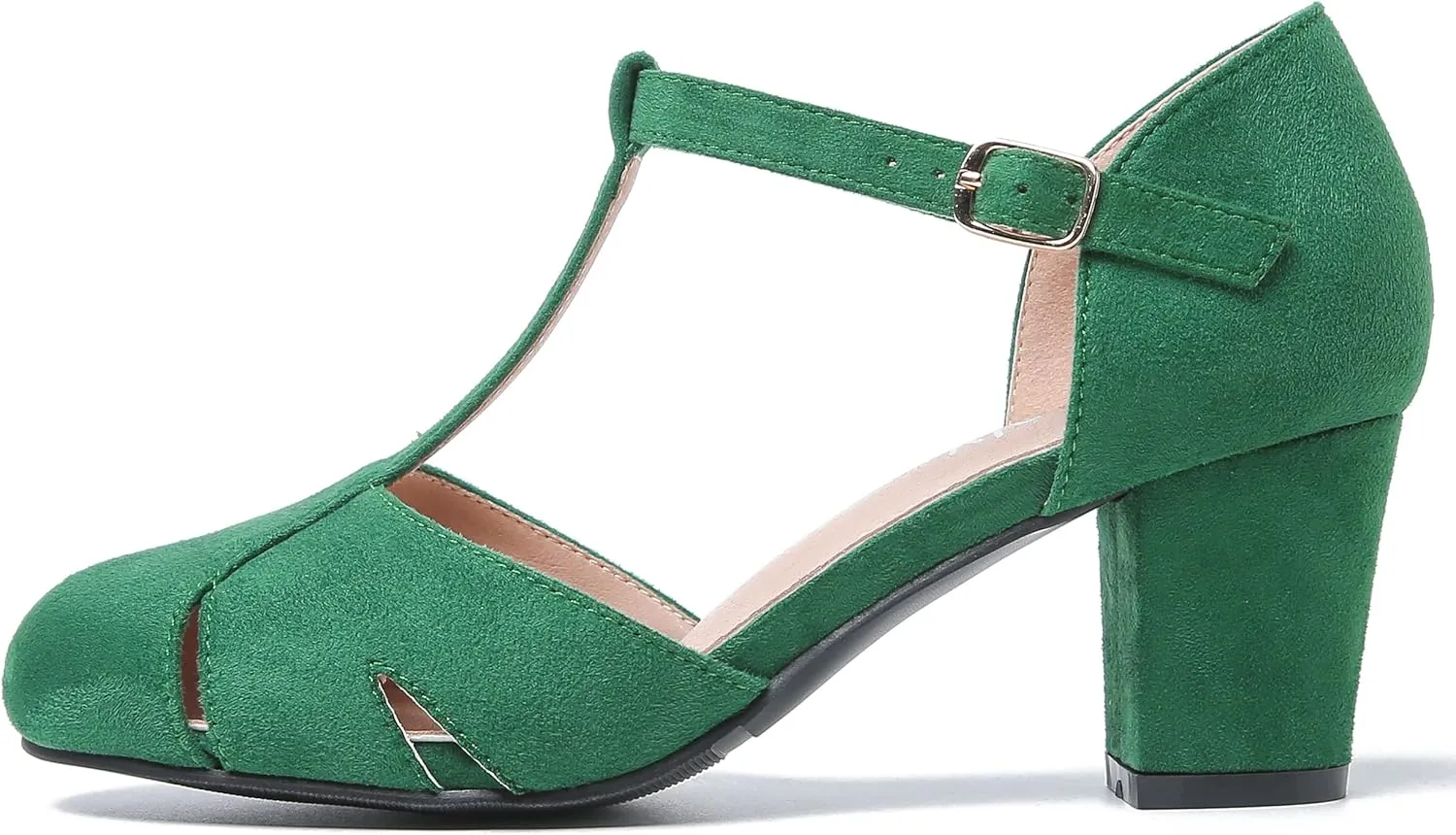 Womens T Strap Mary Jane Shoes Chunky Block Heel Cut Out Ankle Strap Buckle Dress Dance Pumps