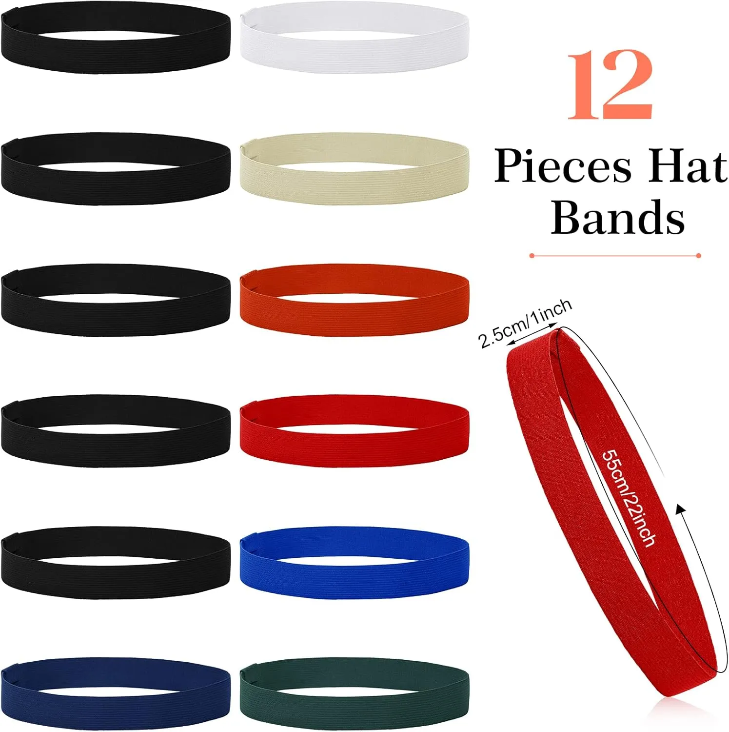 Xuhal 12 Pieces Stretchable Hat Band Ribbon Panama Western Cowboy Hat Bands for Women Men Straw Accessories