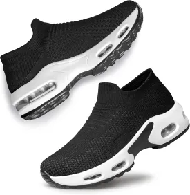 YHOON Women's Walking Shoes Slip-on - Sock Sneakers Ladies Nursing Work Air Cushion Mesh Casual Running Jogging Shoes