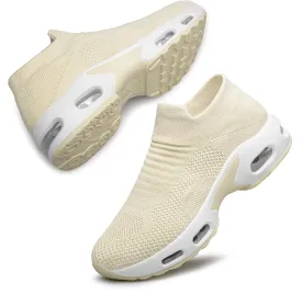 YHOON Women's Walking Shoes Slip-on - Sock Sneakers Ladies Nursing Work Air Cushion Mesh Casual Running Jogging Shoes